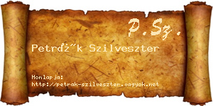 Petrák Szilveszter névjegykártya