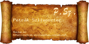 Petrák Szilveszter névjegykártya